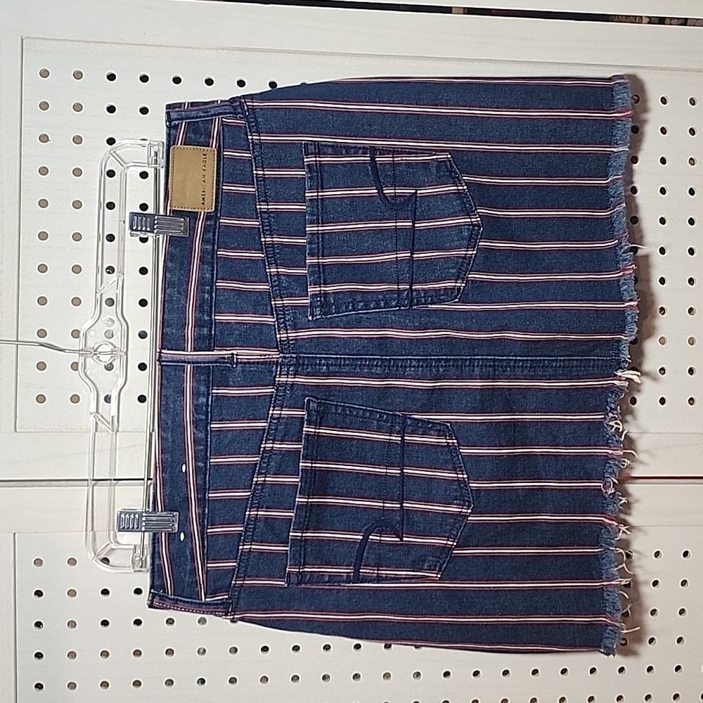 American Eagle Outfitters Stretch Denim High Rise Mini 10 Skirt Distressed - Picture 7 of 10